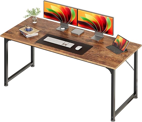 Modern Office Desk Computer Desk Writing Table Home Office Workstation Study Desk with Sturdy Metal Frame Wooden Desktop for Home and Office